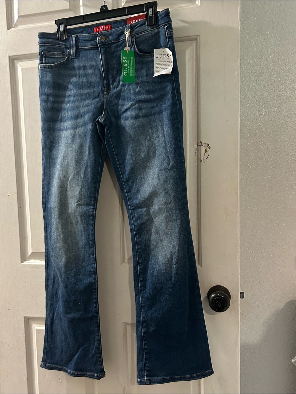 GUESS Men's Faded Blue Bootcut Jeans